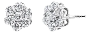 14KT White Gold 1 cttw Diamond Composite Stud Earrings (I-J, SI2-I1) - 2 Pieces