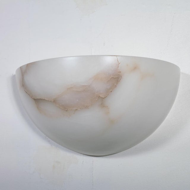 Art Deco Single Art Deco Inspired Spanish Alabaster Sconce For Sale - Image 3 of 9