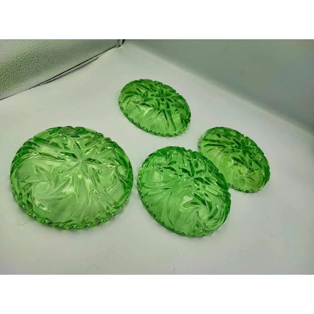 Bowls, 4 pieces, Niemen steelworks, art deco, green, dimensions: height 3.5 cm, diameter 14.8 cm.