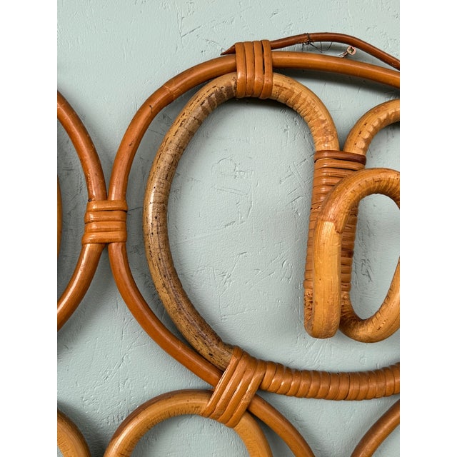 Bamboo and Wicker Coat Rack, Italy, 1960s For Sale - Image 11 of 12