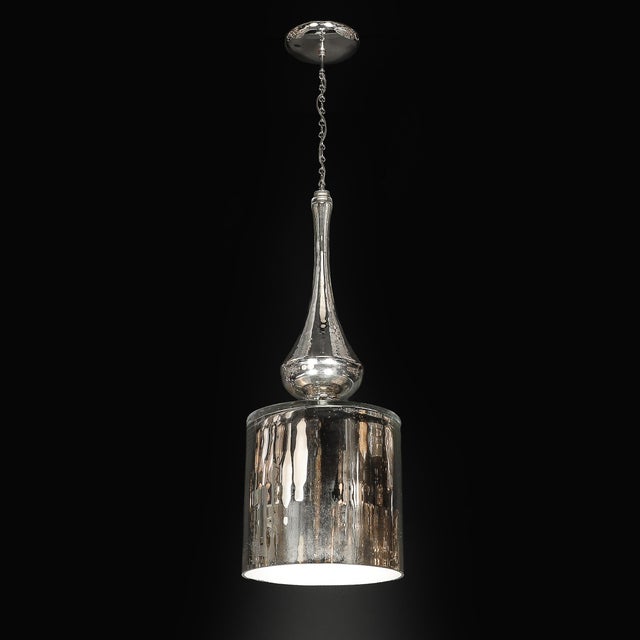 Modernist Hand-Blown Murano Mercury Glass Pendant Chandelier W/ Chrome Fittings For Sale - Image 11 of 16