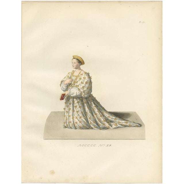 P. Mercuri, Medieval Courtly Costumes and Figures, 1845, Lithograph, Set of 10 For Sale - Image 12 of 14