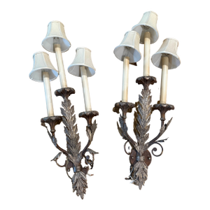1990s Large Pair of French Wall Sconces
