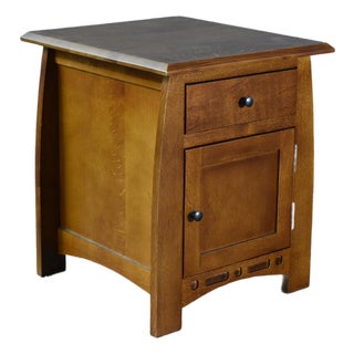 Mission White Oak 1 Drawer 1 Door Inlay End Table - Michael's Cherry For Sale