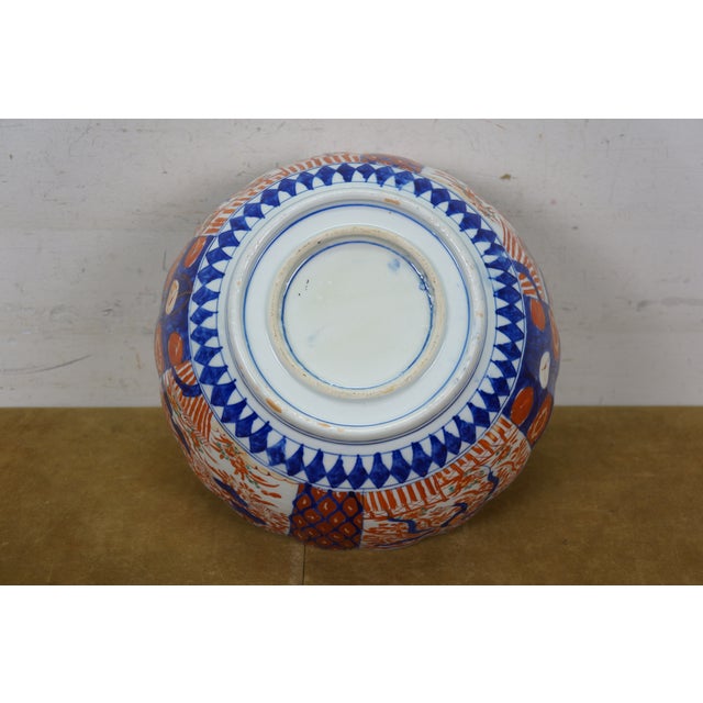 Ceramic Antique Japanese Meiji Imari Porcelain Scalloped Edge Bonsai Tree Bowl For Sale - Image 7 of 13