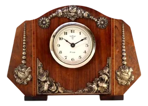 Wooden Regulator Table Clock with Silver Applications