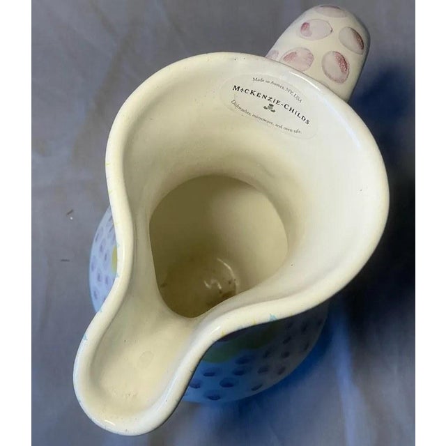 Early 21st Century Folk Art MacKenzie-Childs Aurora Hand-Painted Majolica Pitcher For Sale - Image 5 of 7