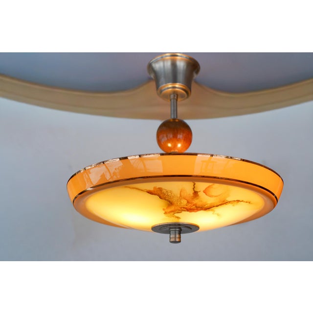 Gold Scandinavian Art Deco Glass Pendant Light, 1930s For Sale - Image 8 of 15