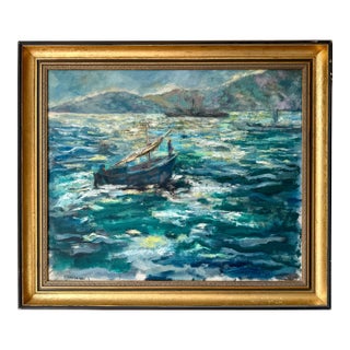 Vintage Original Oil Painting Impressionist Seascape Signed Friedman For Sale