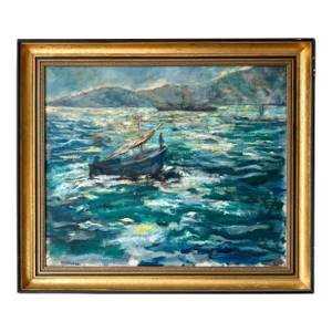Vintage Original Oil Painting Impressionist Seascape Signed Friedman