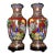 Pair of Monumental Chinese Cloisonné Vases | Gilt Floral & Bird Motif With Stands For Sale
