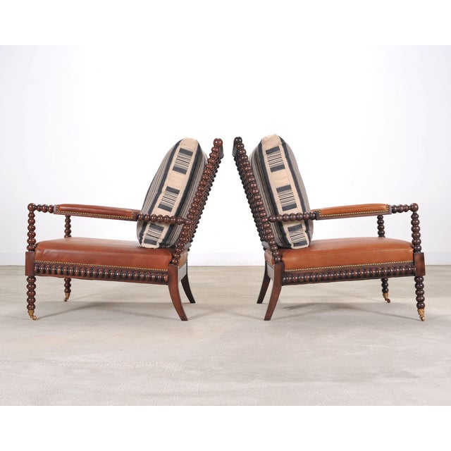 Pair of Ralph Lauren New Bohemian Leather Spindle Chairs For Sale In Sacramento - Image 6 of 18
