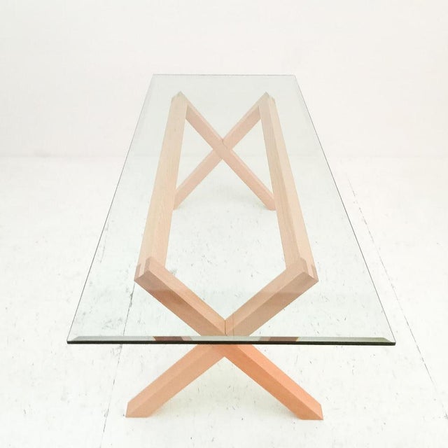 Wooden Dining Table with Glass Top For Sale - Image 4 of 18
