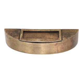 Reclaimed Brass Semi Circle Drawer Bin Pull With Label Slot For Sale