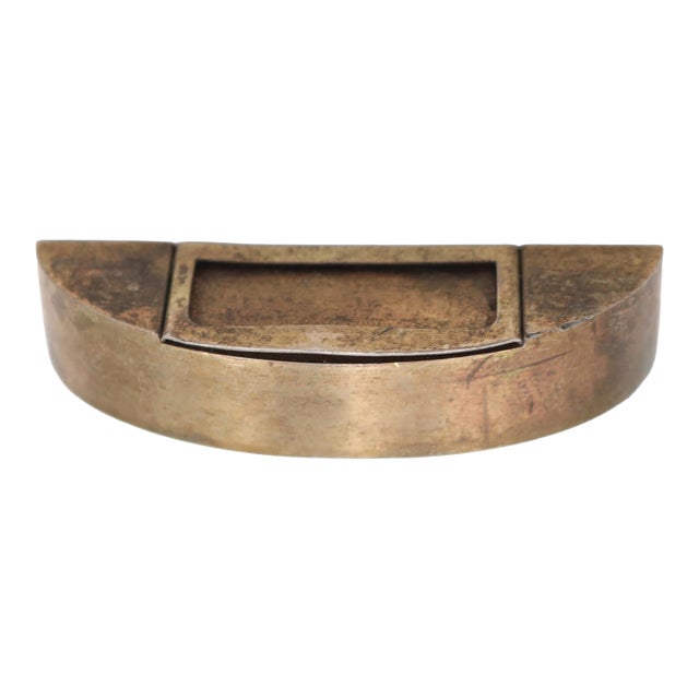 Reclaimed Brass Semi Circle Drawer Bin Pull With Label Slot For Sale