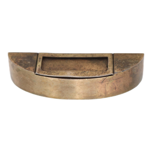 Reclaimed Brass Semi Circle Drawer Bin Pull With Label Slot