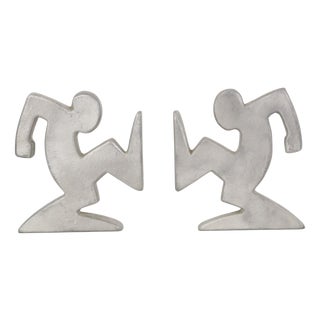 Metal La Linea Bookends by Osvaldo Cavandoli, 1970s, Set of 2 For Sale