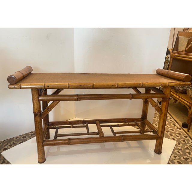 Boho Chic Vintage Bamboo Bench, 1970s For Sale - Image 3 of 16