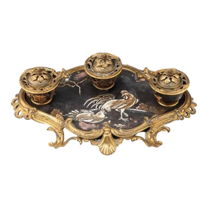 18th Century French Louis XV Period Bronze Mounted Japanesque Chinoiserie Vernis Martin Lacquered Encrier Inkwell Tray
