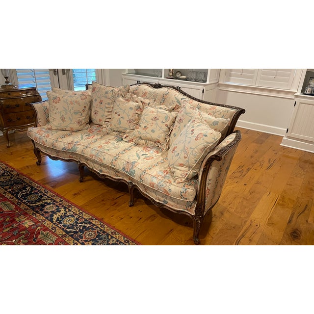 French Provincial Mid 20th Century French Provencial Louis XV Style Couch For Sale - Image 3 of 5