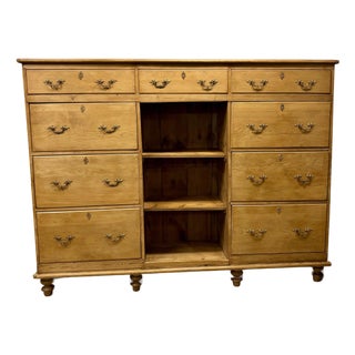 19th Century English Pine Vestry Fitting Chest of Drawers For Sale