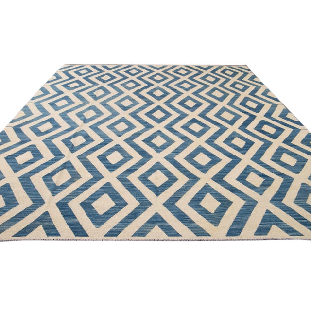 21st Century Contemporary Kilim Wool Rug For Sale - Image 11 of 13