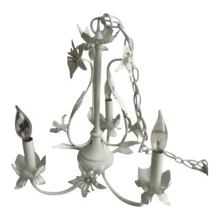 1970s Small White Vintage Chandelier For Sale