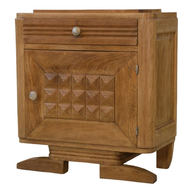 Brutalist Bedside Table in Oak, 1950s For Sale