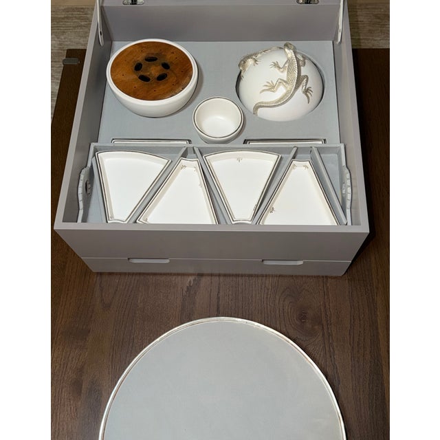 Mexican Emilia Castillo Porcelain and Silver 24 Piece Serving Service Mexico With Storage Box - 25 PCS For Sale - Image 3 of 14