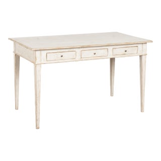 Late 19th Century White Swedish Pine Three-Drawer Table For Sale