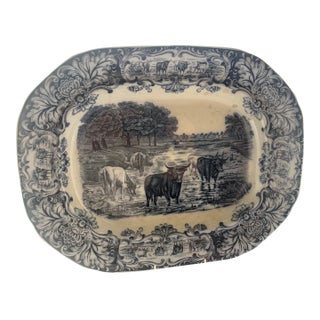 Late 19th Century Wedgwood Meat Platter Decorated With Cows For Sale