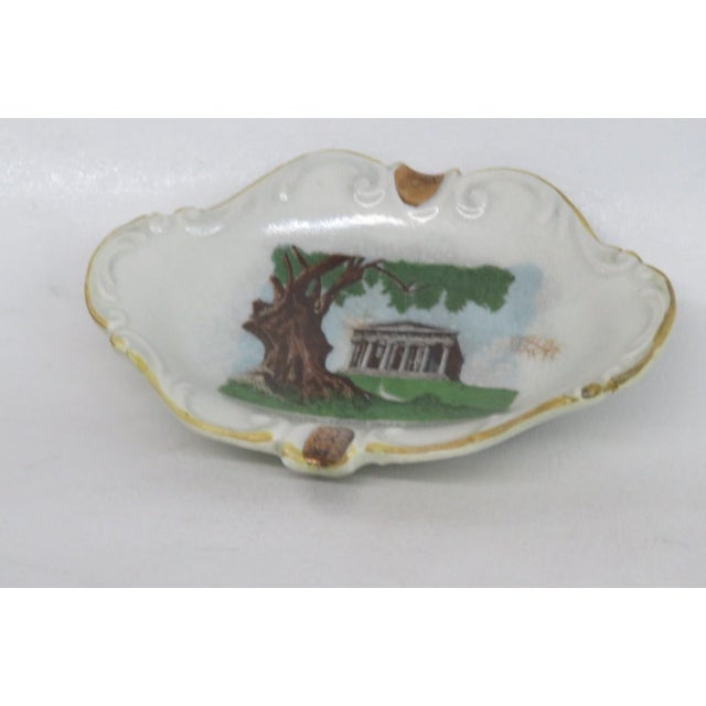 Porcelain Trinket Dish Ashtray Agrigento Italy Temple of Concordia Motif 4873b For Sale - Image 4 of 12