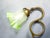 Art Nouveau Whiplash Curve Brass Tulip and Green Glass Table Lamp, 1950s For Sale - Image 9 of 14
