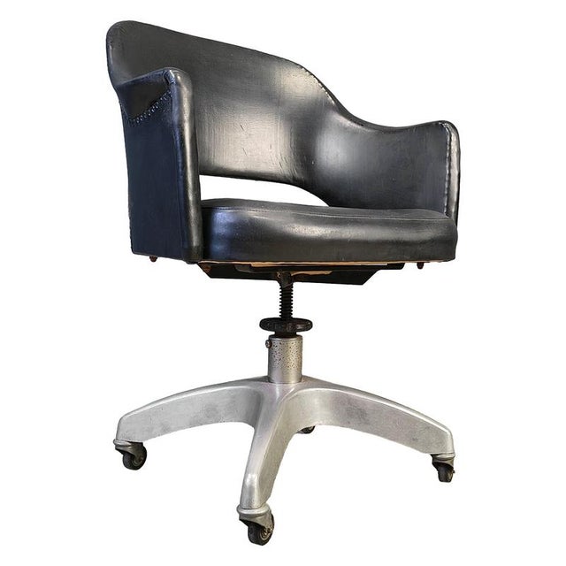 Mid-Century Desk Chair in Aluminium and Leather, 1950s For Sale - Image 14 of 14