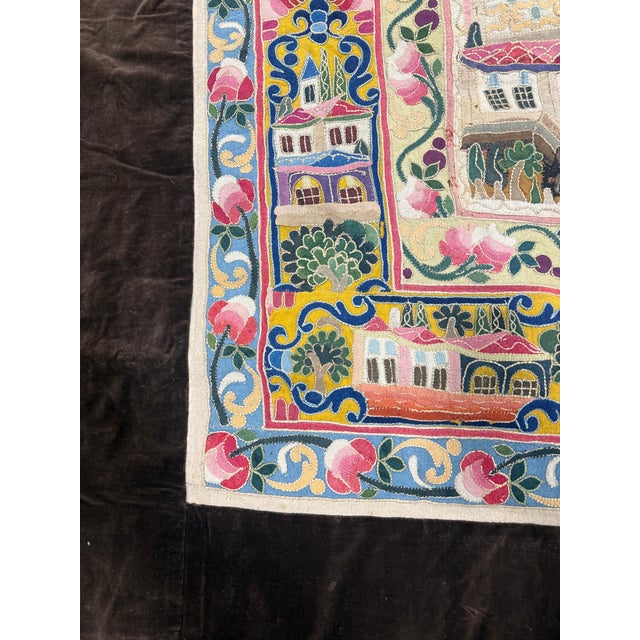 Late 19th / E. 20th Century Ottoman Turkish Mihrab Embroidered Tapestry For Sale - Image 4 of 12