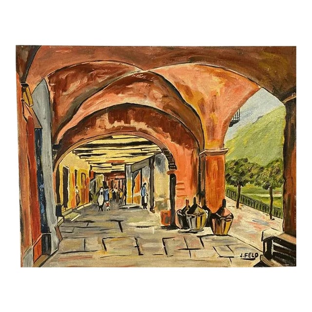 1970s Market Scene Painting For Sale