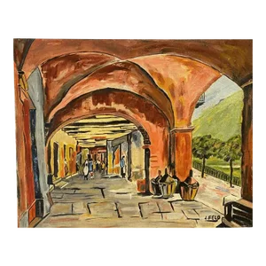 1970s Market Scene Painting