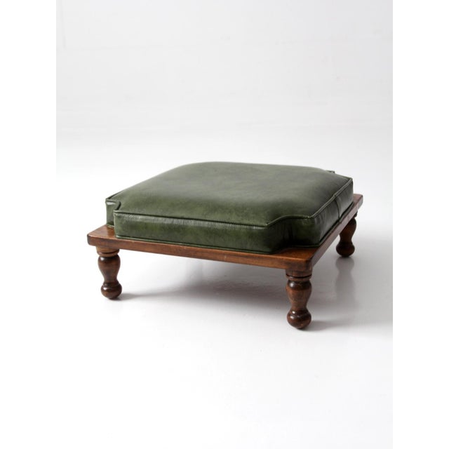 Mid-Century Colonial Revival Footstool With Green Cushion For Sale - Image 9 of 10