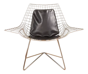 Model 5344 Chair with Chrome-Plated Steel Wire Frame and Black Artificial Leather from Strässle Werksentwurf, 1950s-1960s