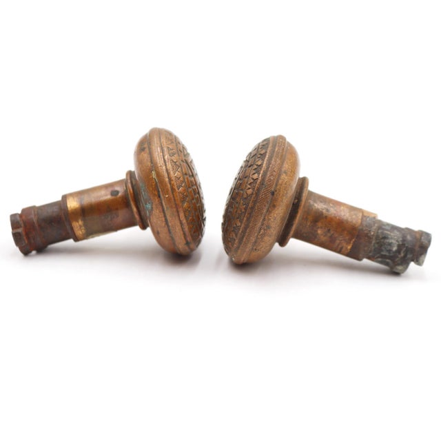 Traditional Pair of Antique Bronze Niles Chicago Passage Door Knobs For Sale - Image 3 of 4