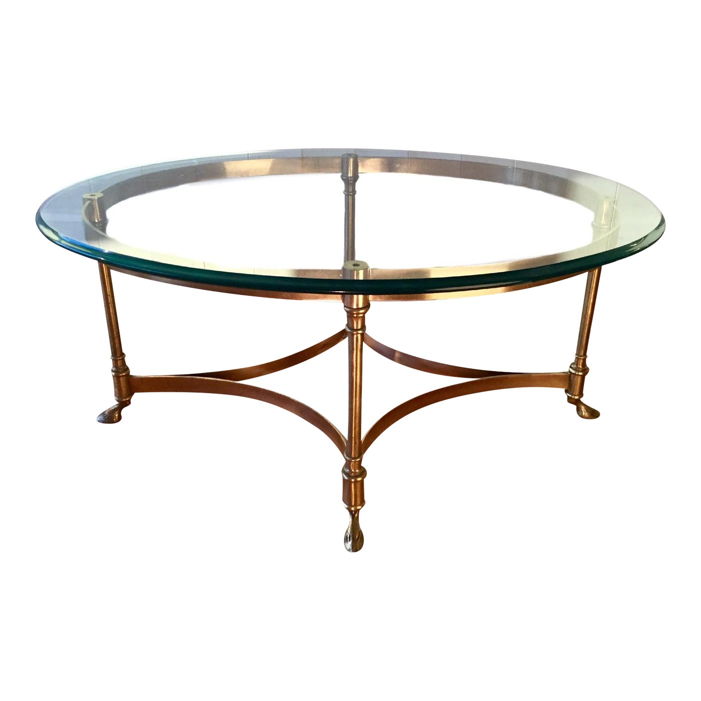 1960s Labarge Hollywood Regency Italy Brass Glass Hoof Feet Coffee Table Chairish