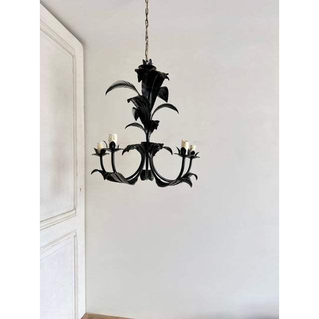 Vintage French Black Tole Chandelier, 1960s For Sale - Image 17 of 18