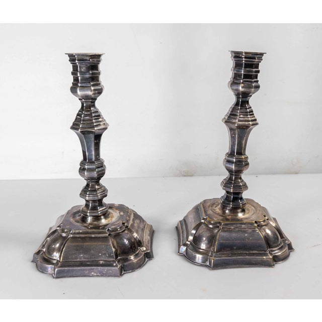 20th Century Pair of Danish Silverplate Candlesticks in Georgian Style by Hans Jensen For Sale In New York - Image 6 of 17