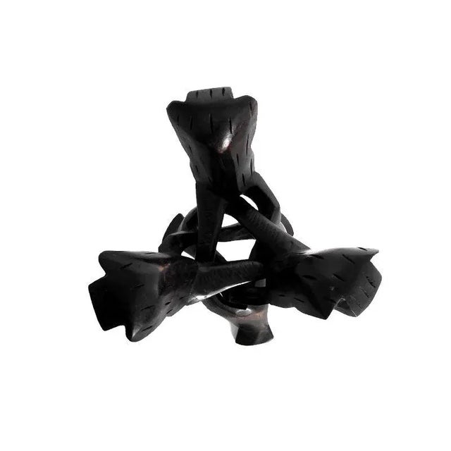 1990s 1990s Walnut Hand Carved Interlocking Monkeys Plant Stand For Sale - Image 5 of 7