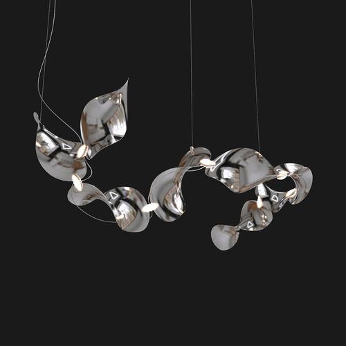 Dune 8 Curve Pendant Light in Aluminum with Silver Anodized Finish by Moss Objects For Sale - Image 6 of 12