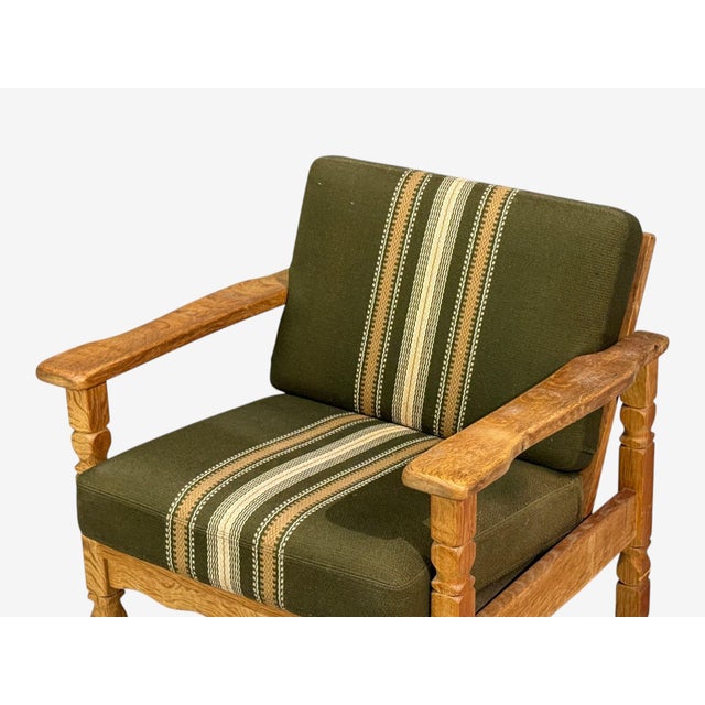 Wood Henning Kjaernulf Style, Lounge Chairs, Oak, Fabric, Denmark, 1970s For Sale - Image 7 of 13