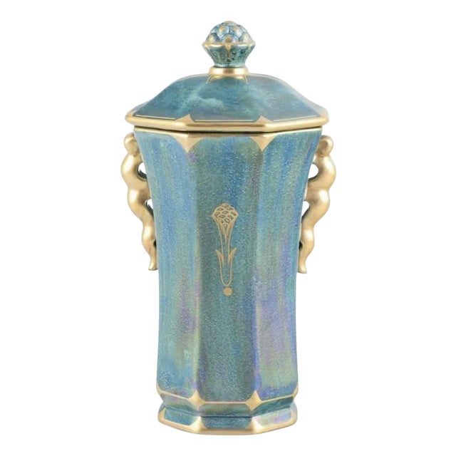 Large Octagonal Lidded Vase by Josef Ekberg for Gustavsberg, 1940s For Sale