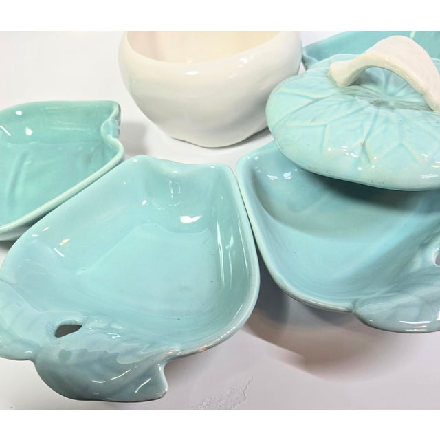 Mid Century Teal Pear Serving Set- Set of Five For Sale - Image 9 of 12