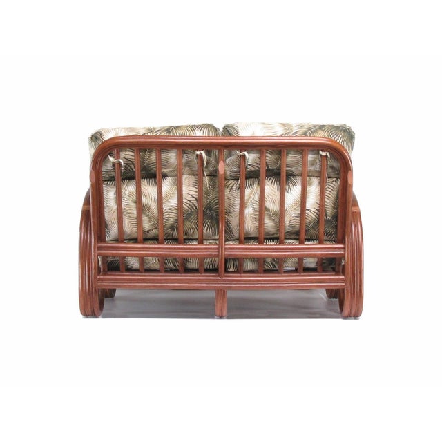 Mid-Century Modern 1990s Modernist 3-Strand 3/4 Pretzel "Kauai" Rattan Settee Sofa For Sale - Image 3 of 7