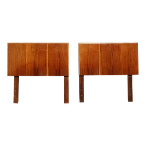 Pair of Vintage Mid Century Modern Brown Twin Headboards by Lane Furniture Co.